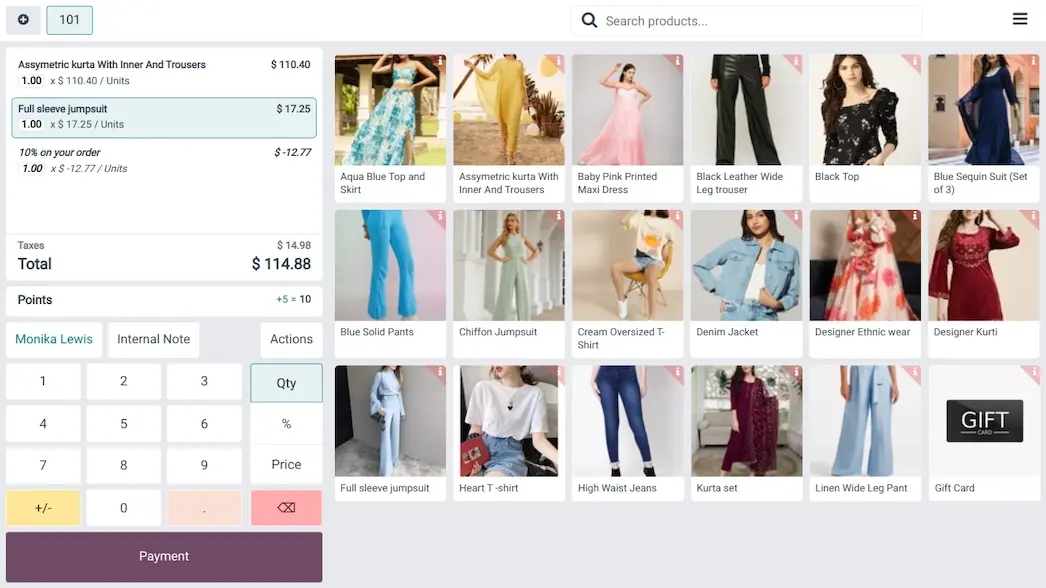 Clothing Point of sale  by exogrow solutions uk