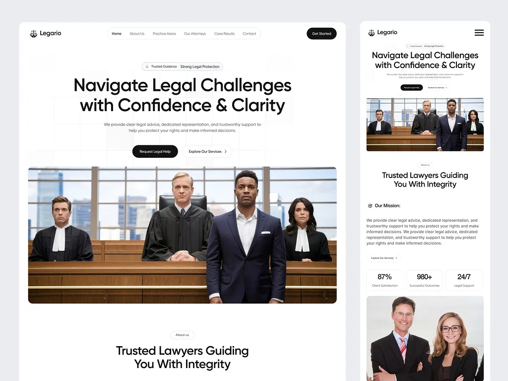 Law firm website design with interaction design built to convert visitors into legal consultation bookings