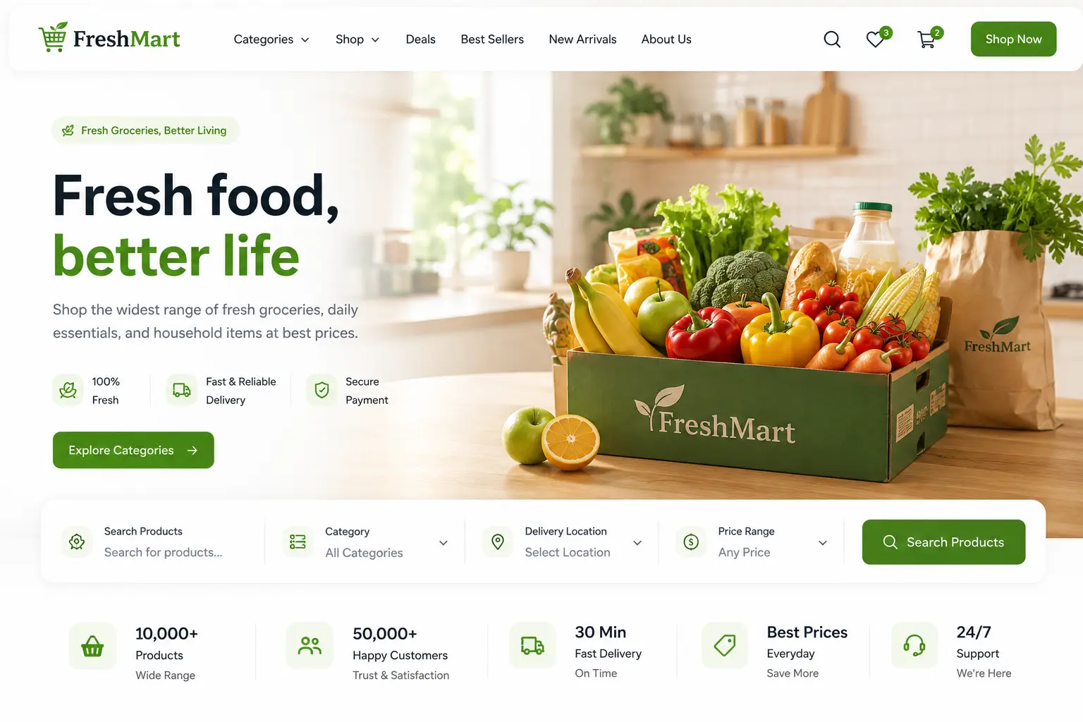 Website development for the grocery store uk