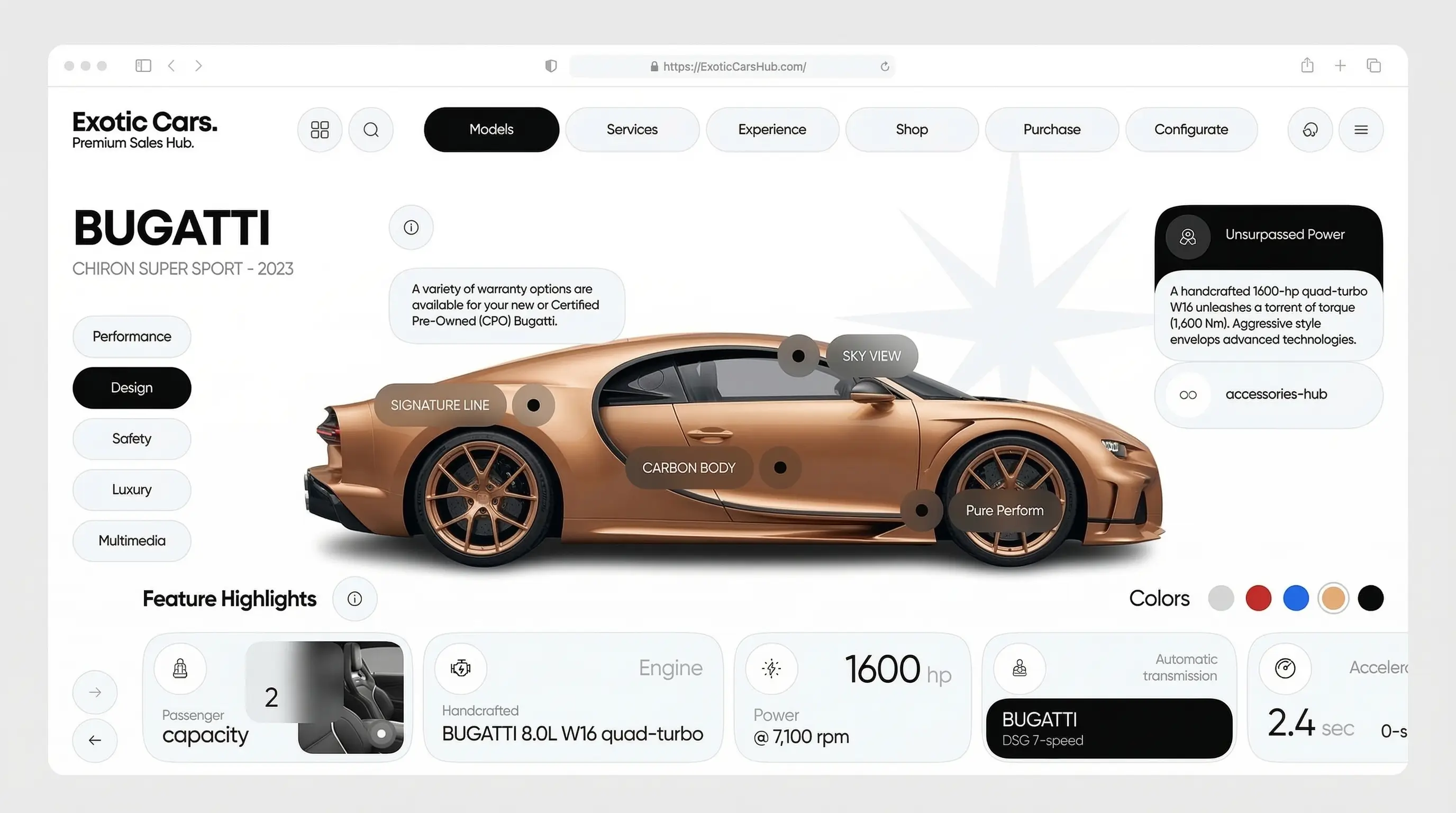 Exotic cars automotive dealership website design with ecommerce and brand guidelines by ExoGrow Solutions