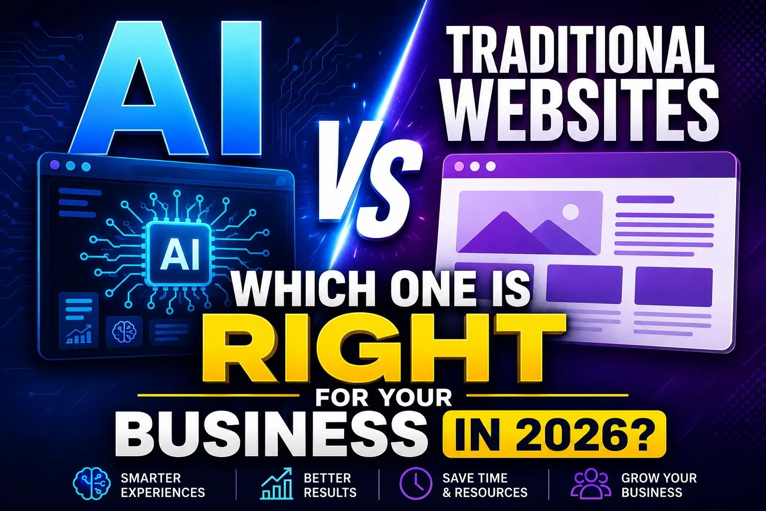 AI vs traditional websites comparison for small businesses in England showing cost, benefits, and hybrid options