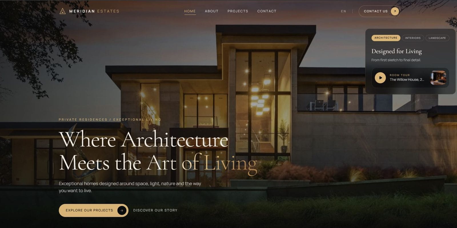 Meridian Estates estate agency website