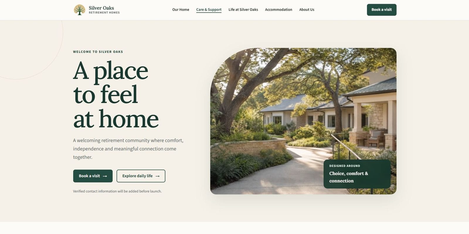 Silver Oaks retirement homes website