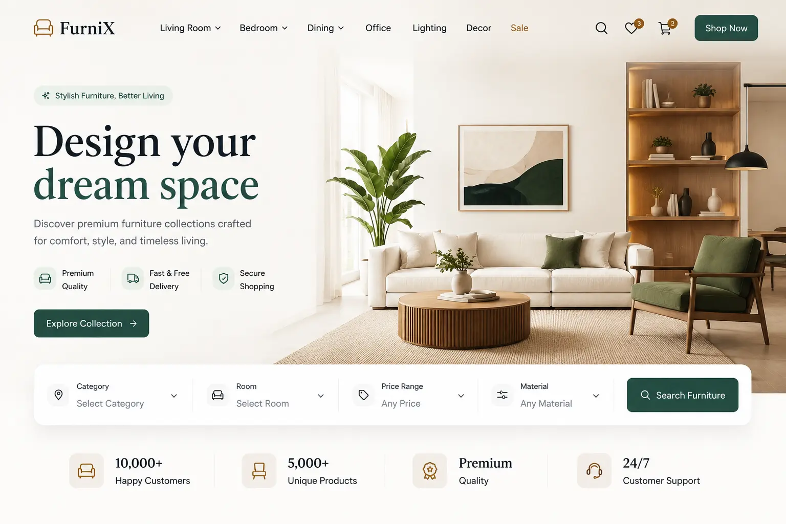 Furniture Store website by exogrow solutions