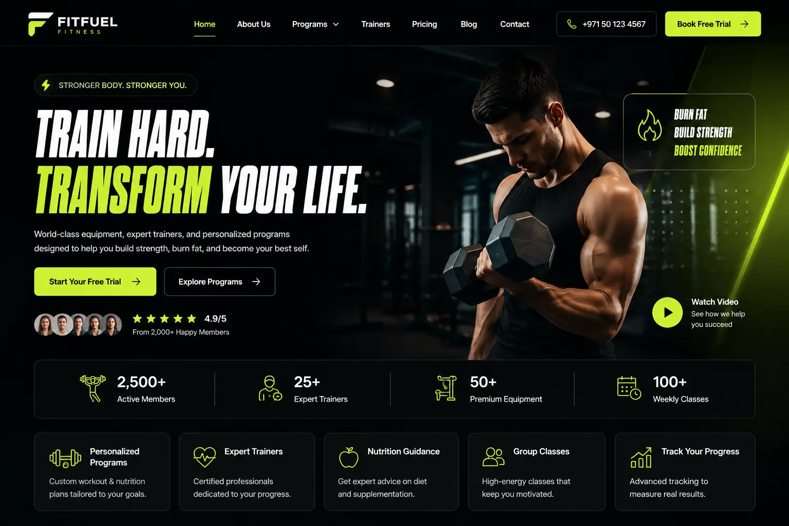 Gym and fitness studio custom website development UK