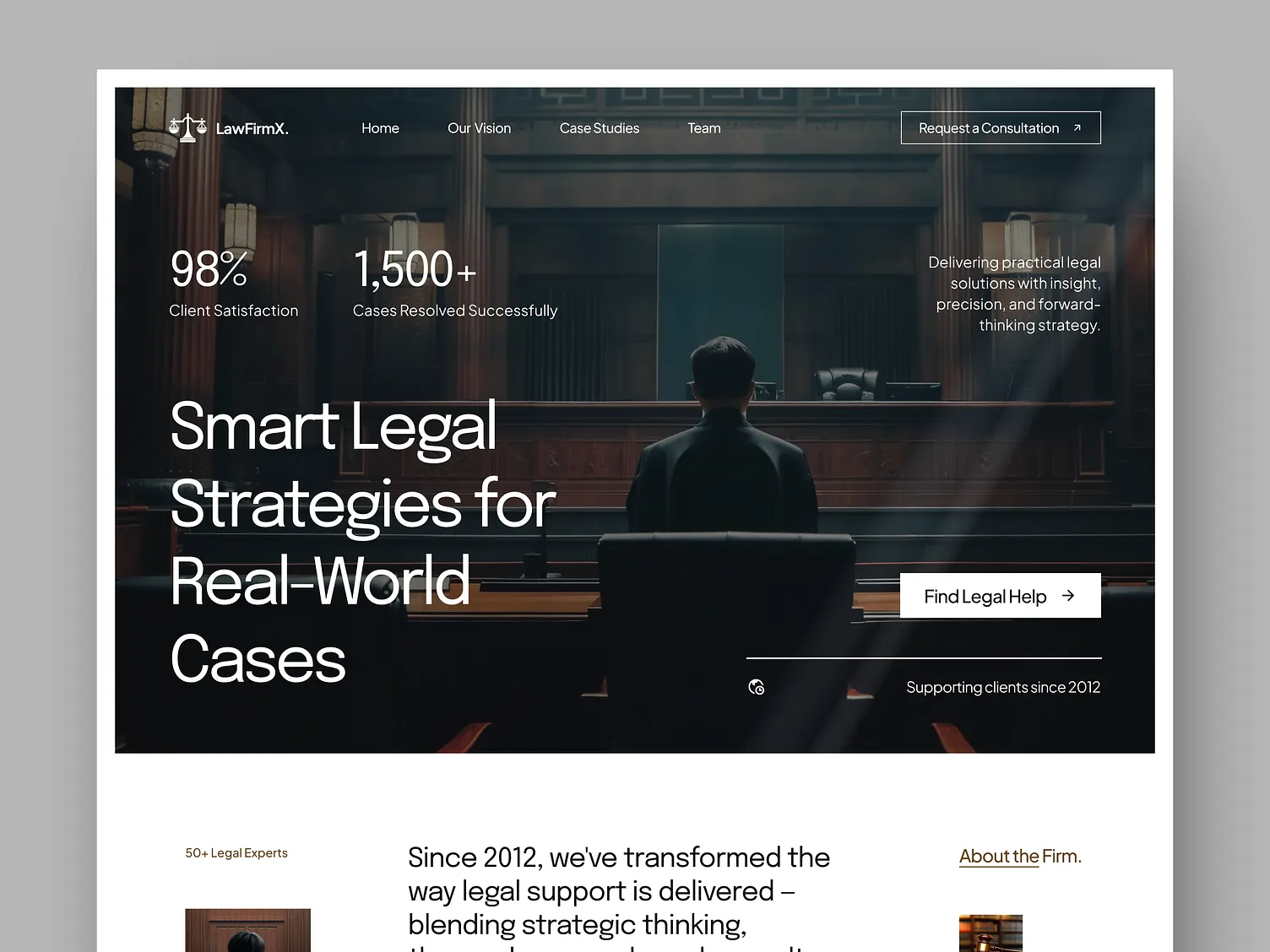 LawFirmX website for UK, Europe, and USA law practices